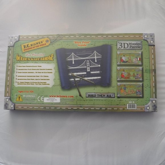 B.C. Bones 3D Wooden Puzzle Golden Gate Bridge - Picture 2 of 8